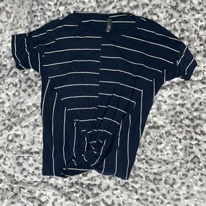 NWOT Navy Blue and White striped knot front top
